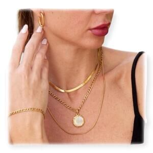 Savvy Cie Jewels Gold Tone Gemstone Necklace Bracelet Earring Set NIB Gold Plate